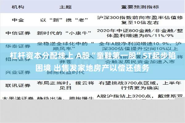 杠杆资本分配线上 A股“童鞋第一股”ST起步陷困境 出售发家地房产以偿还债务